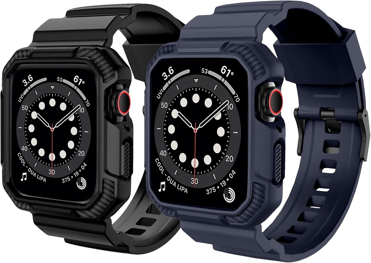 OROBAY Band with Case for Apple Watch 45mm 44mm 42mm, 2-Pack