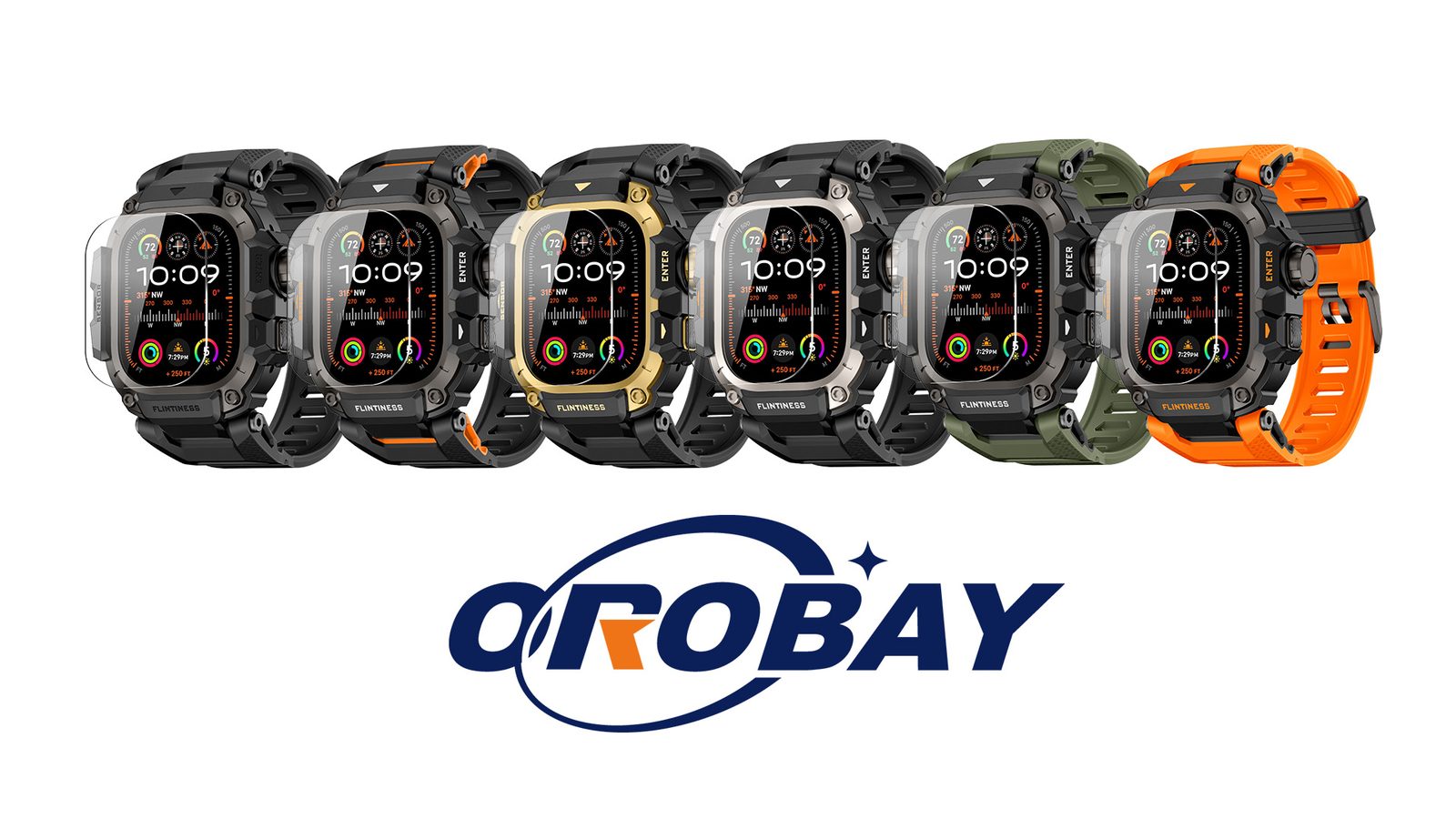 OROBAY rugged Apple Watch Ultra bands in six colours