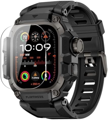 OROBAY Rugged Metal Case Band for Apple Watch Ultra 49mm, Black