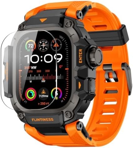 OROBAY Rugged Metal Case Band for Apple Watch Ultra 49mm, Orange
